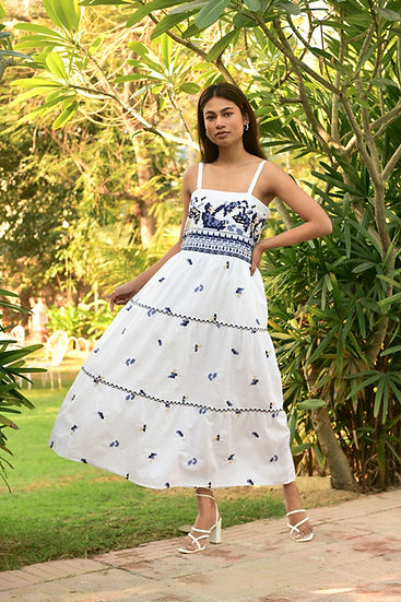 White Paradise Midi - White / AZURE and INDIGO