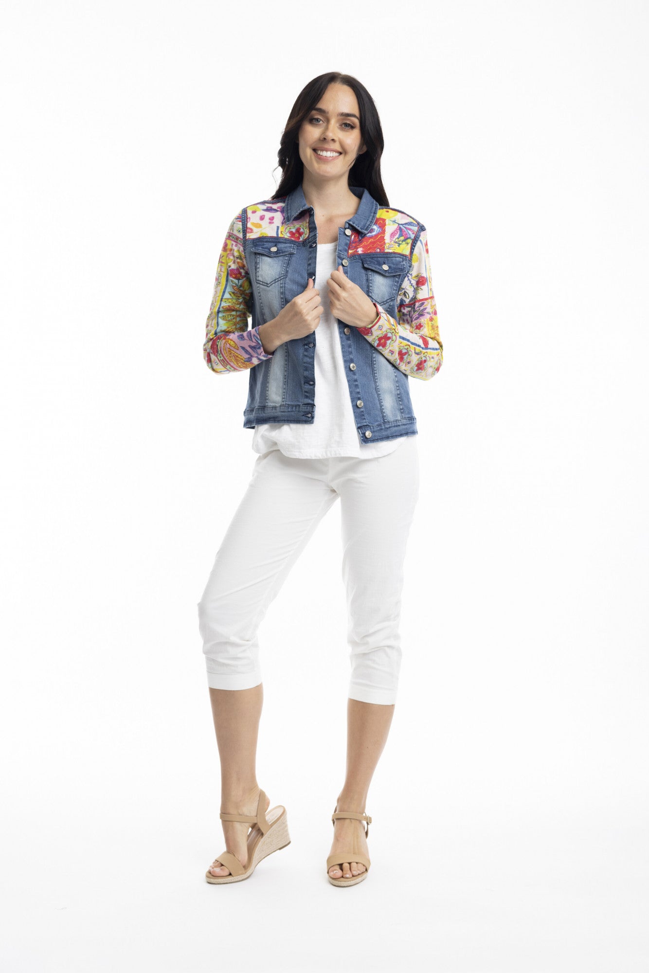 Printed Cotton Ponte Jacket