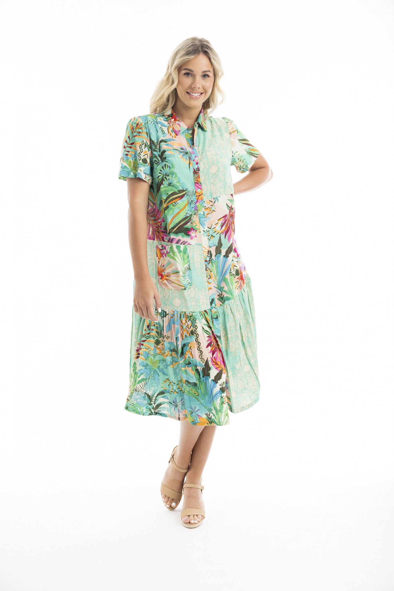 Hanalei Patch Dress collared/ Orientique