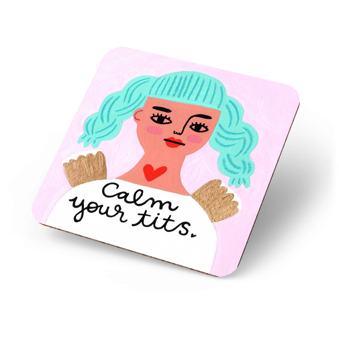 Calm Your Tits Grumpy Angel Coaster