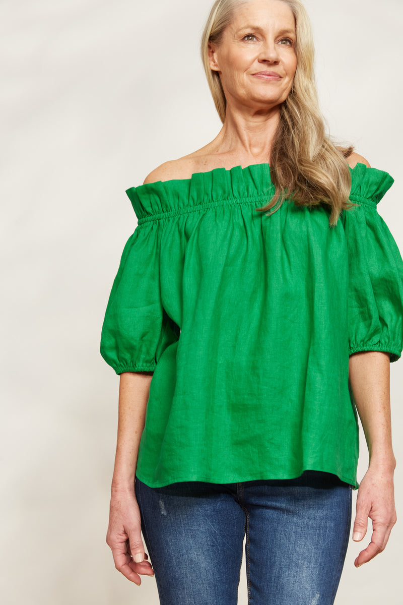 Halcyon Ruched Top - Emerald   eb&ive