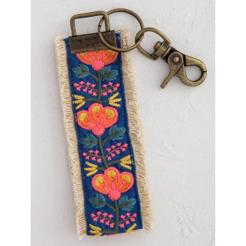 Embroidered Key FobBlue Vine