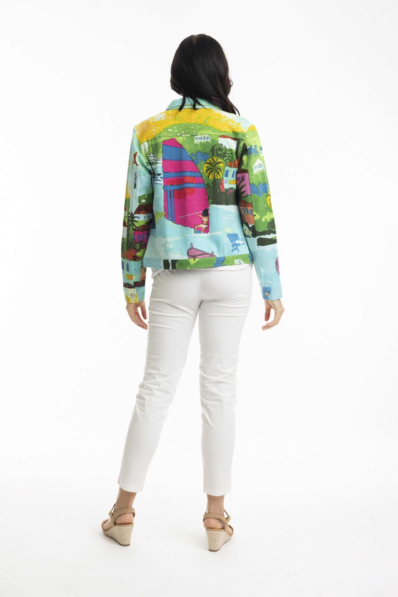 Printed Cotton Ponte Jacket