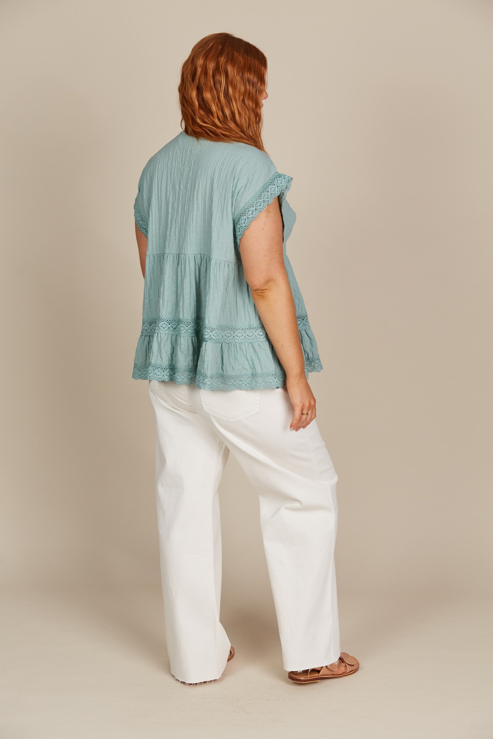 Fleur VNeck Top - Seafoam