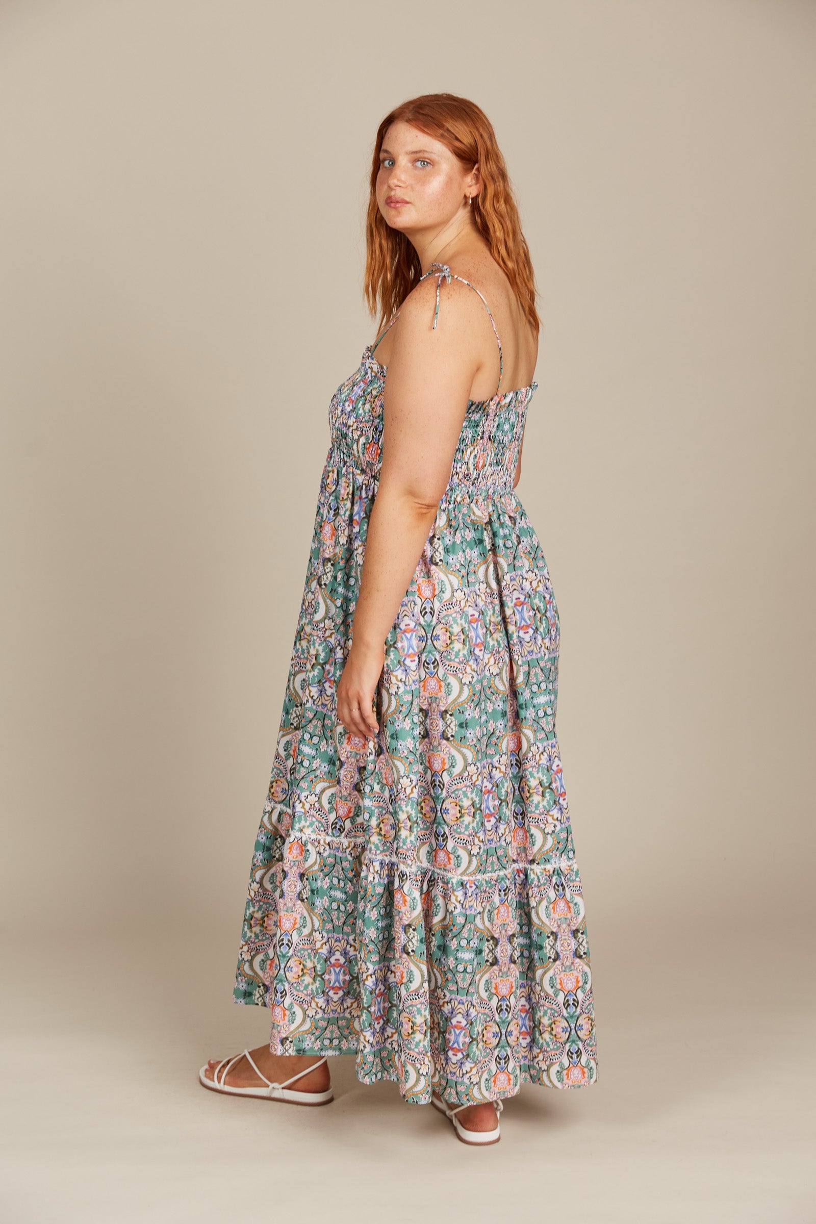 Remi Shirred Maxi - Lotus Fleuron / Isle Of Mine