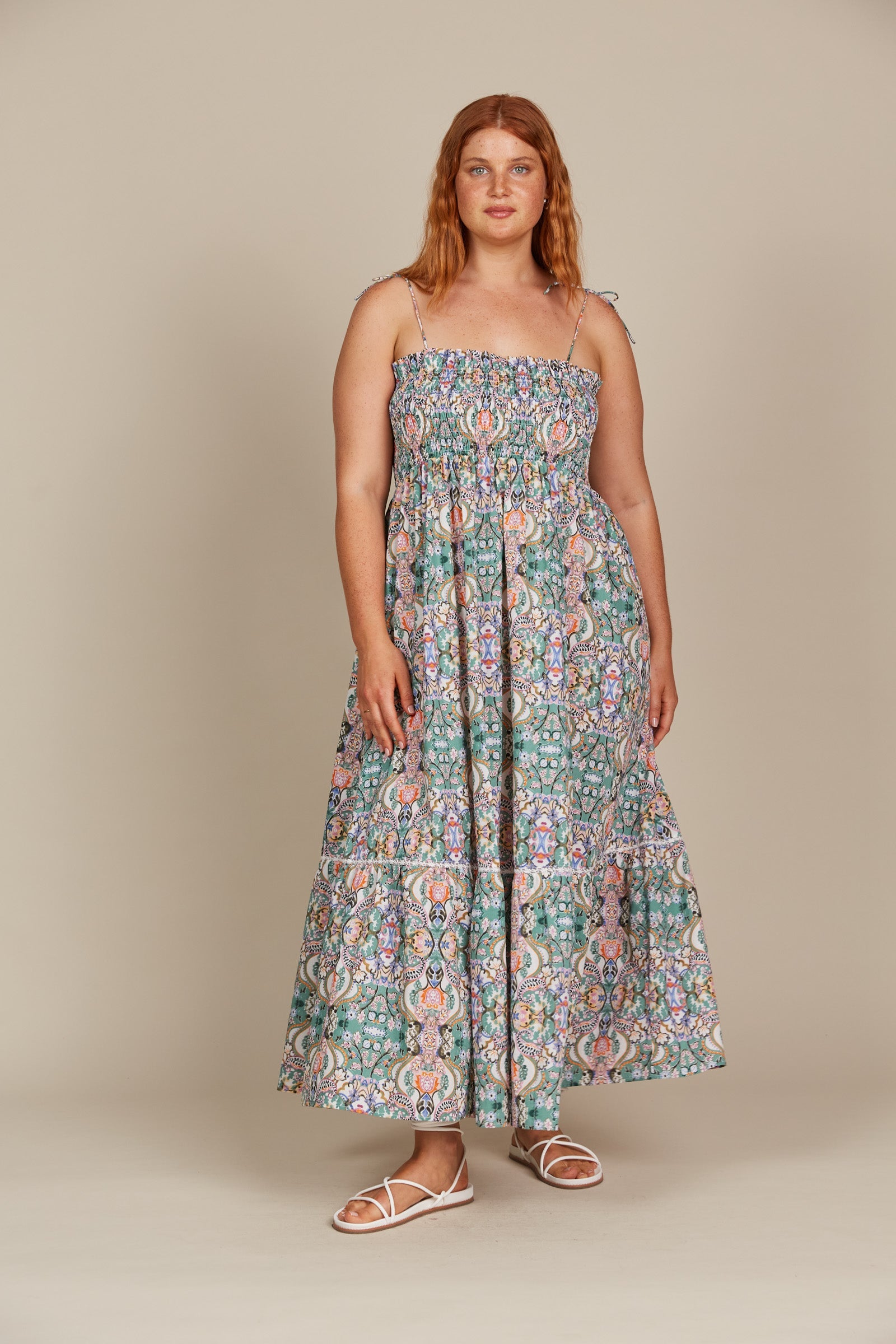 Remi Shirred Maxi - Lotus Fleuron / Isle Of Mine