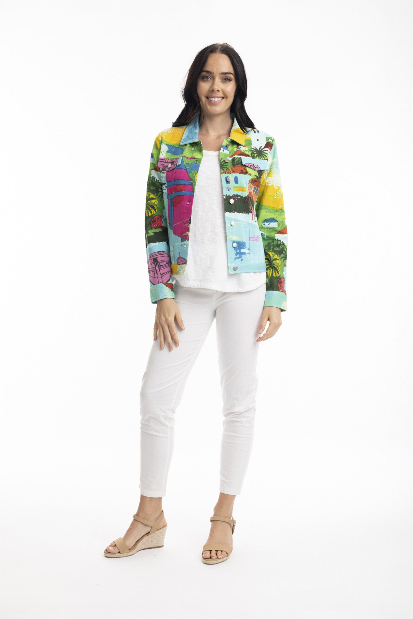 Printed Cotton Ponte Jacket