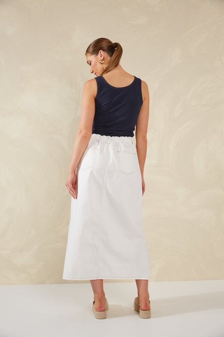 Dalton Denim Skirt - white / Haven