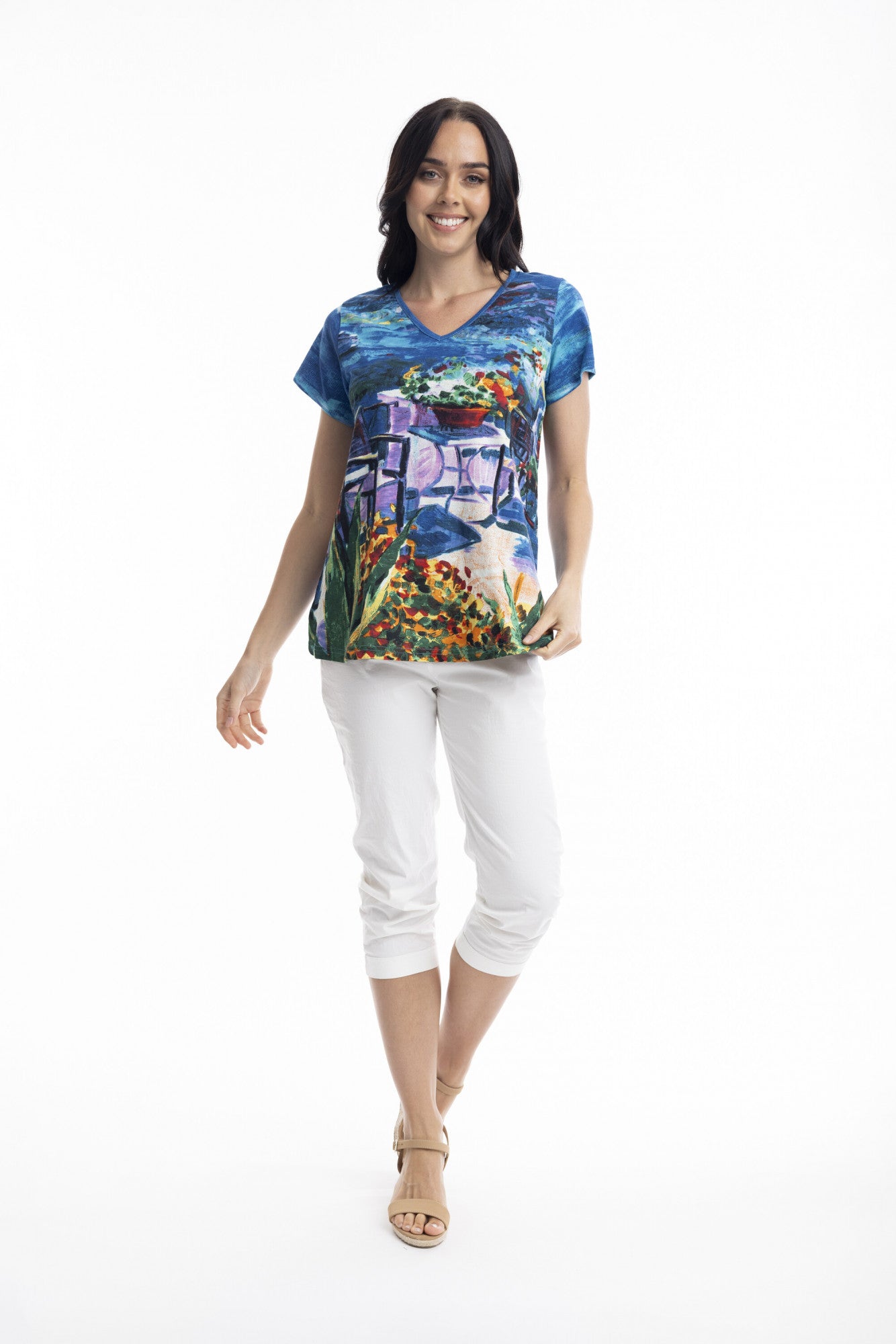 V Neck T-Shirt santorini shirt / Orientique