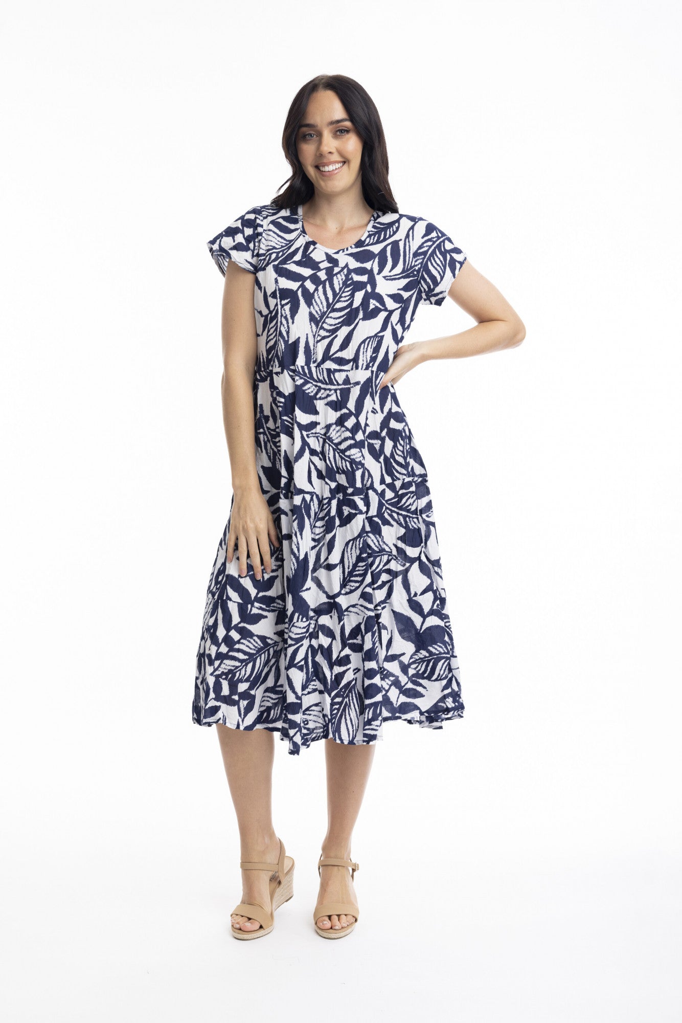 Hayman Navy Bias Dress with Pockets / Orientique