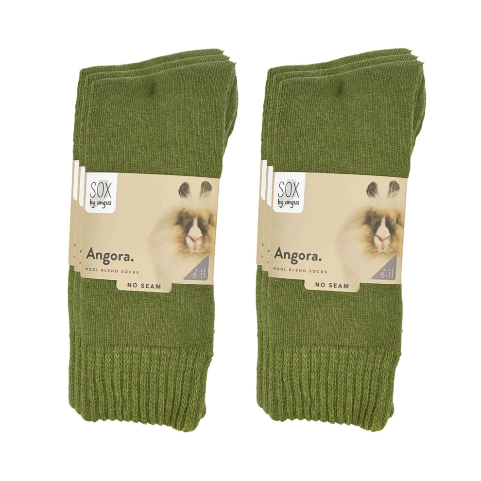 Angora Wool Blend Socks - Khaki Size 3-8