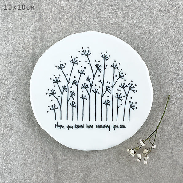 Porcelain round coaster flowers