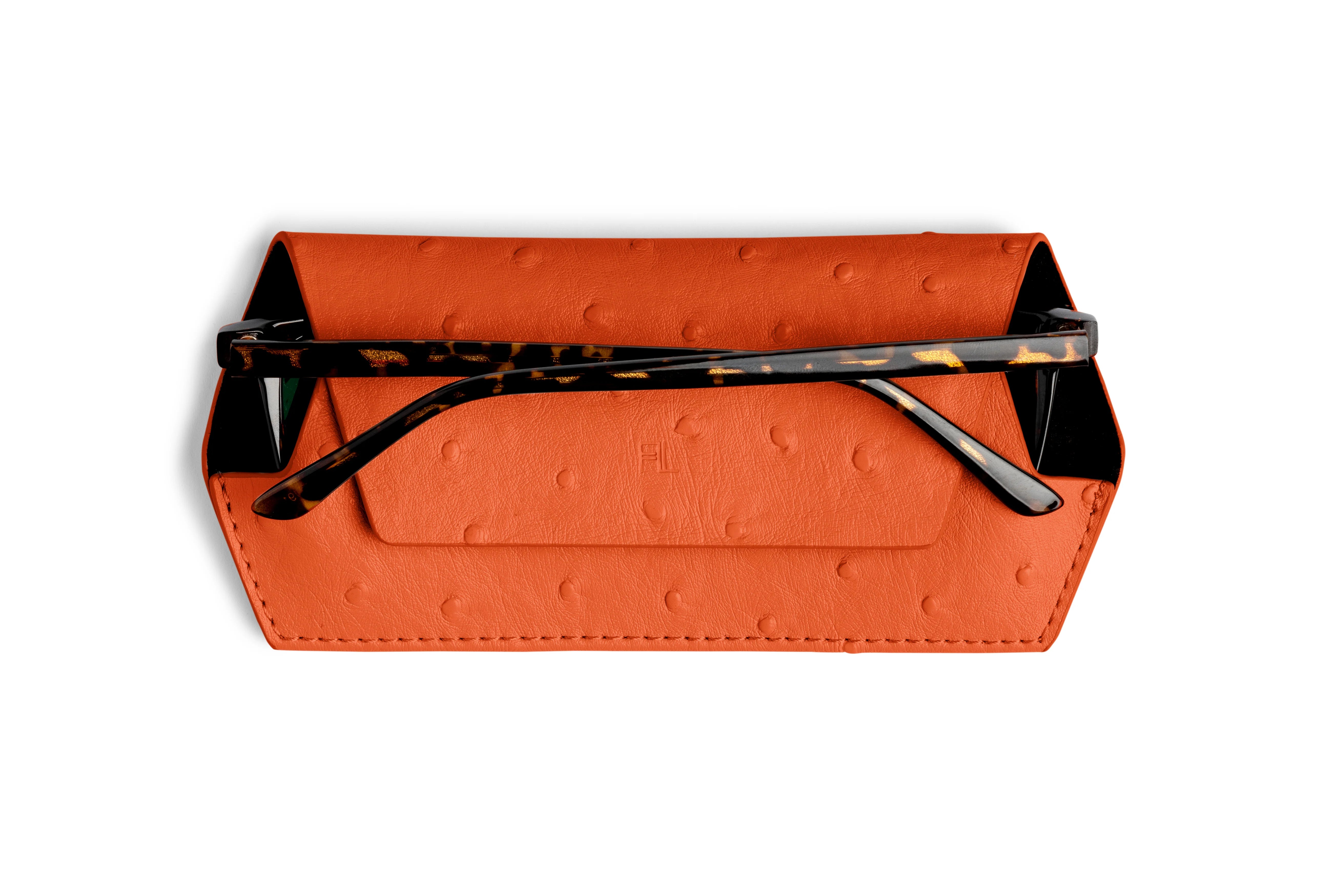 Orange Ostrich Print Ginger Glasses Case