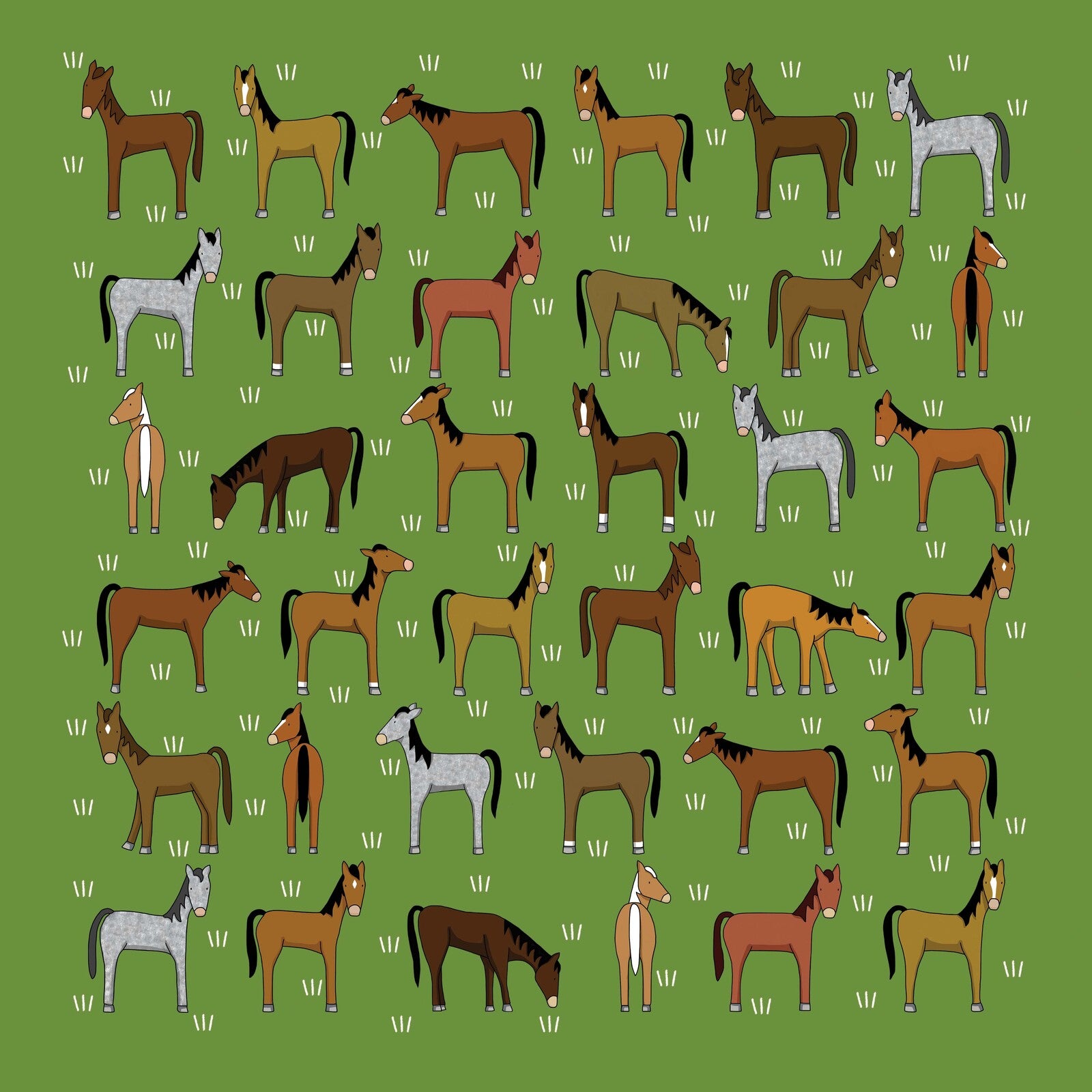 Horses Green Hanky