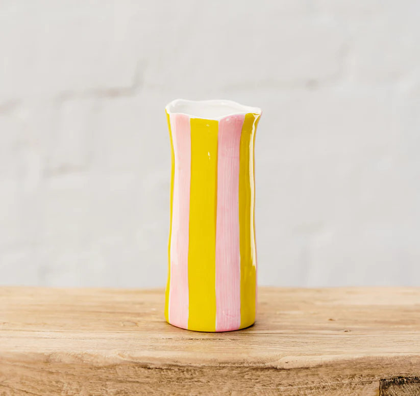 Small Pink & Yellow Stripe Vase