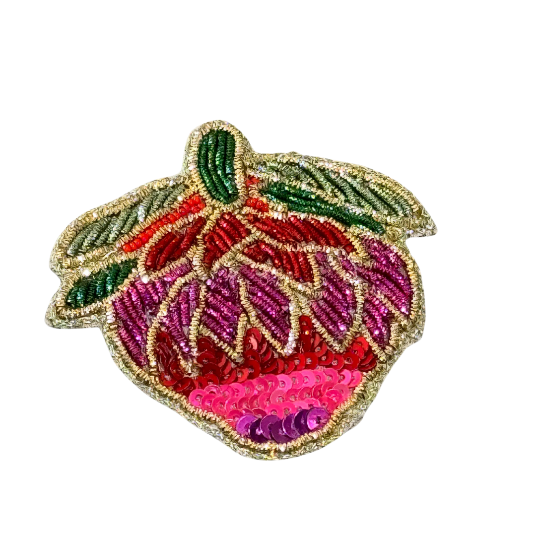 Strawberry Beaded Brooch