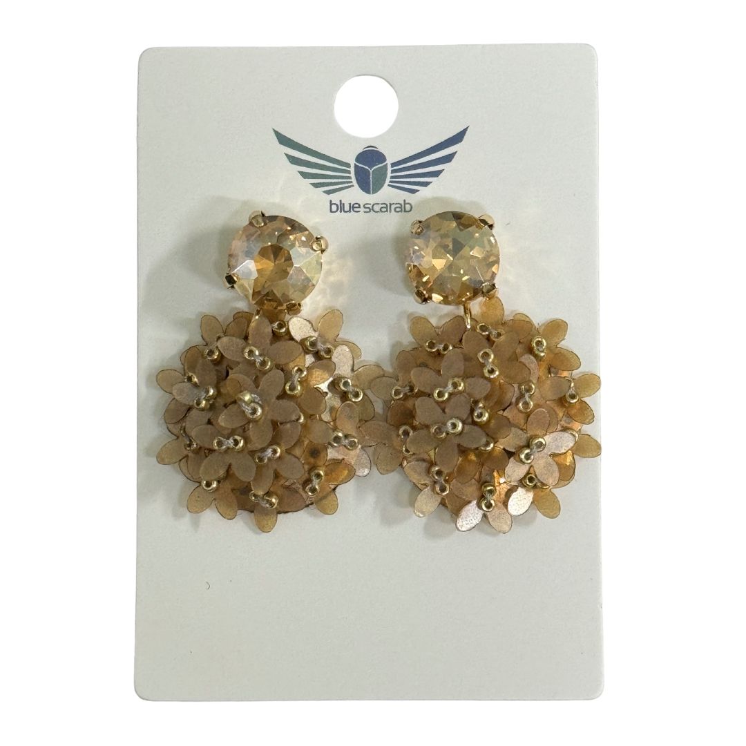 Gold Flower Details Bead Earring