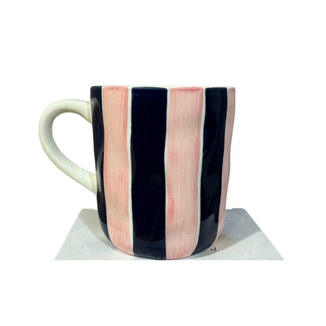 Noss & Co - Navy & Pink Stripe Mug