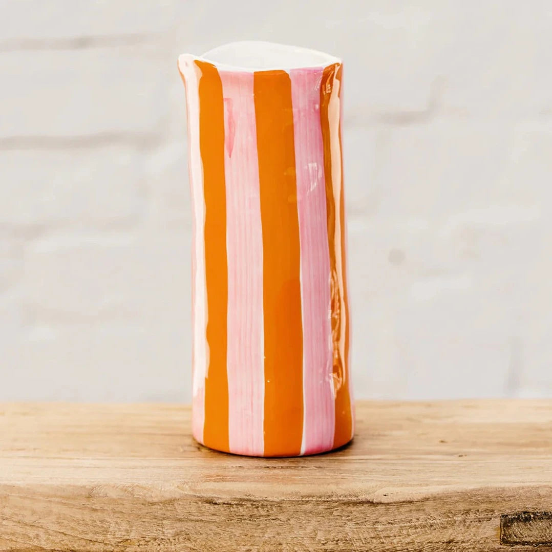 Medium Pink & Orange Stripe Vase