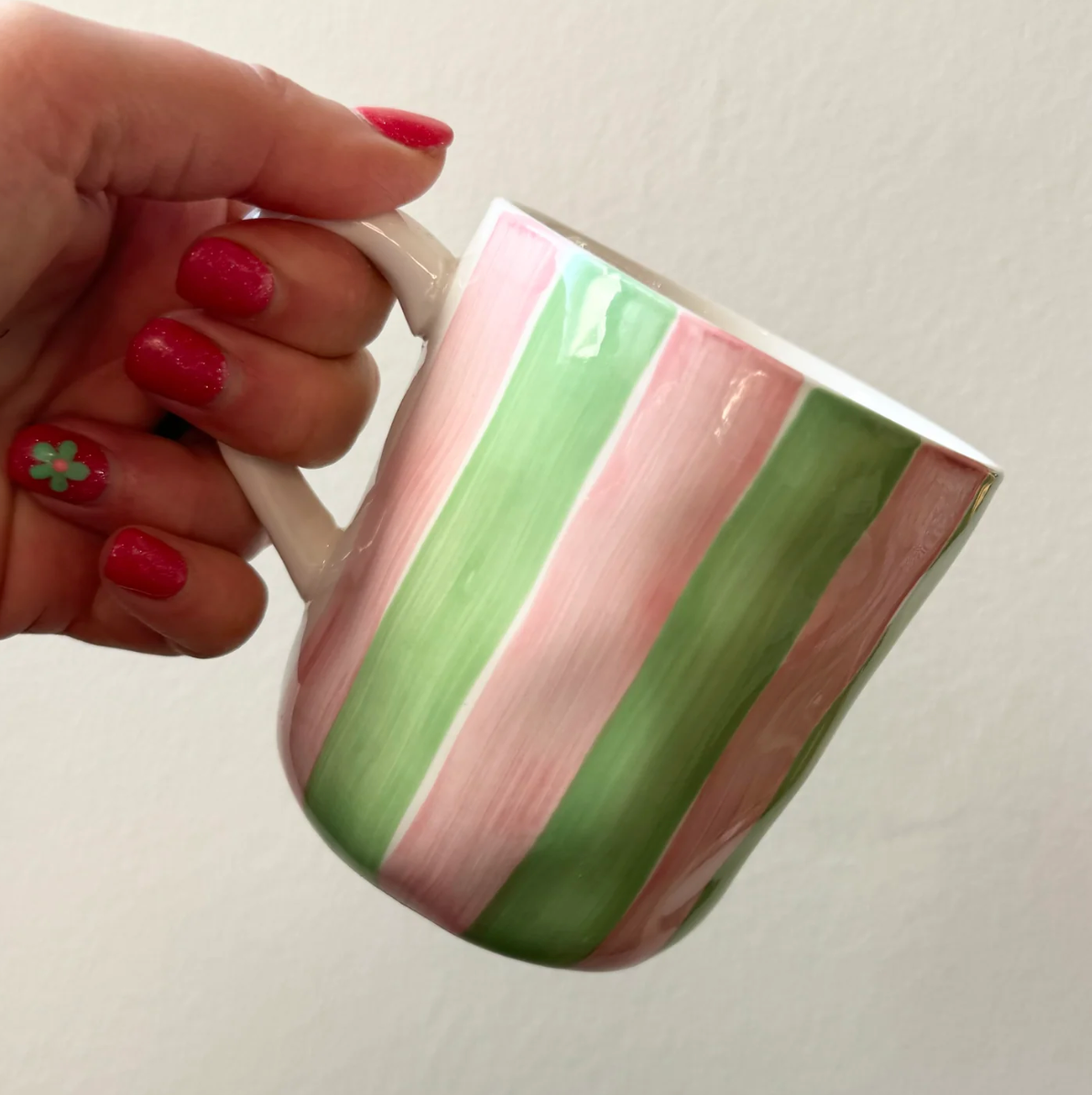 Noss & Co -Pink & Mint Green Stripe Mug