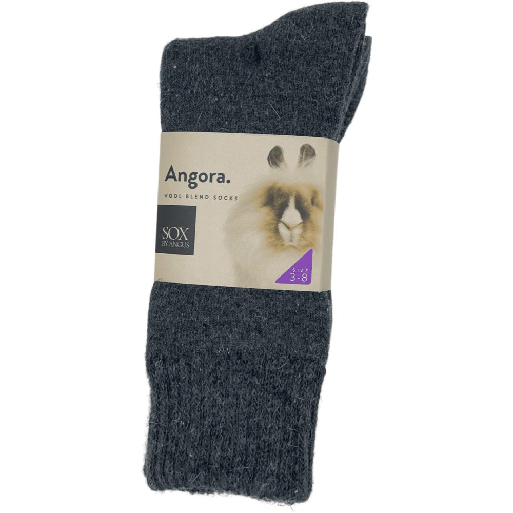 Angora Wool Blend Socks 2 Pair Pack - Charcoal SIZES 3-8