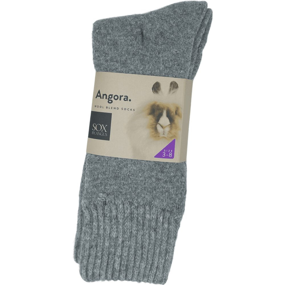 Angora Wool Blend Socks 2 Pair Pack - Light Grey SIZES 3-8