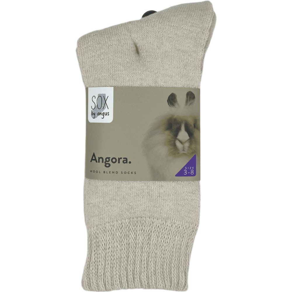 Angora Wool Blend Socks 2 Pair Pack - Beige SIZE 3-8