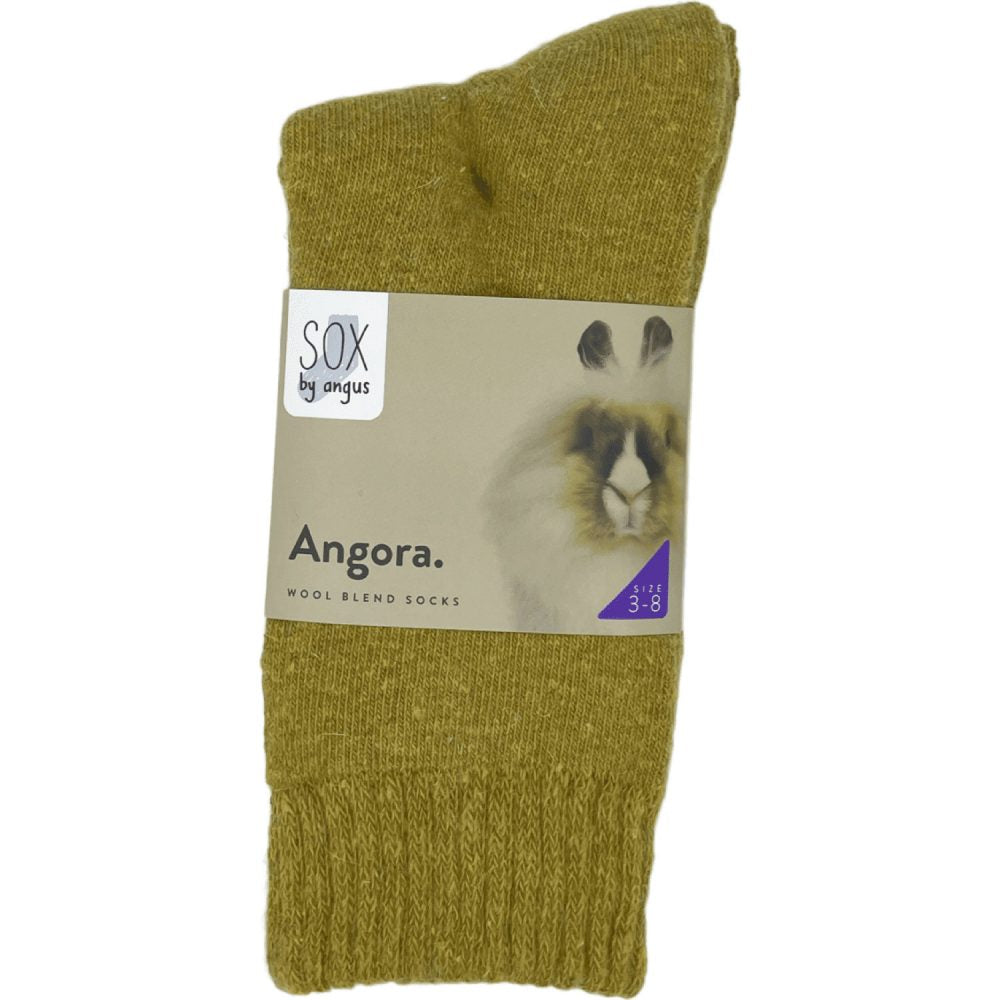 Angora Wool Blend Socks 2 Pair Pack - Mustard SIZES 3-8