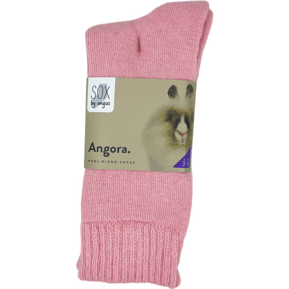 Angora Wool Blend Socks 2 Pair Pack - Pink SIZES 3-8