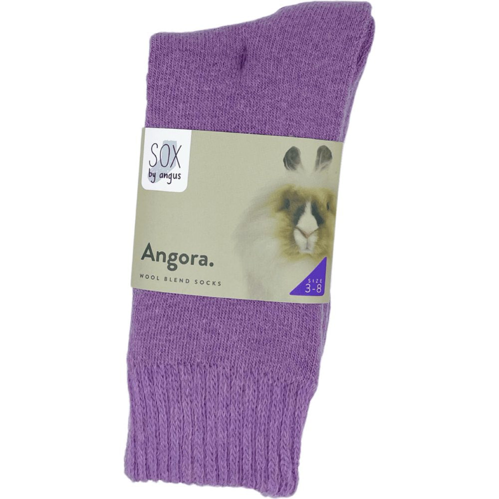 Angora Wool Blend Socks 2 Pair Pack - Purple SIZES 3-8