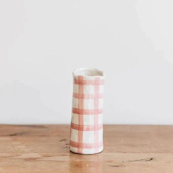 SMALL PINK GINGHAM VASE